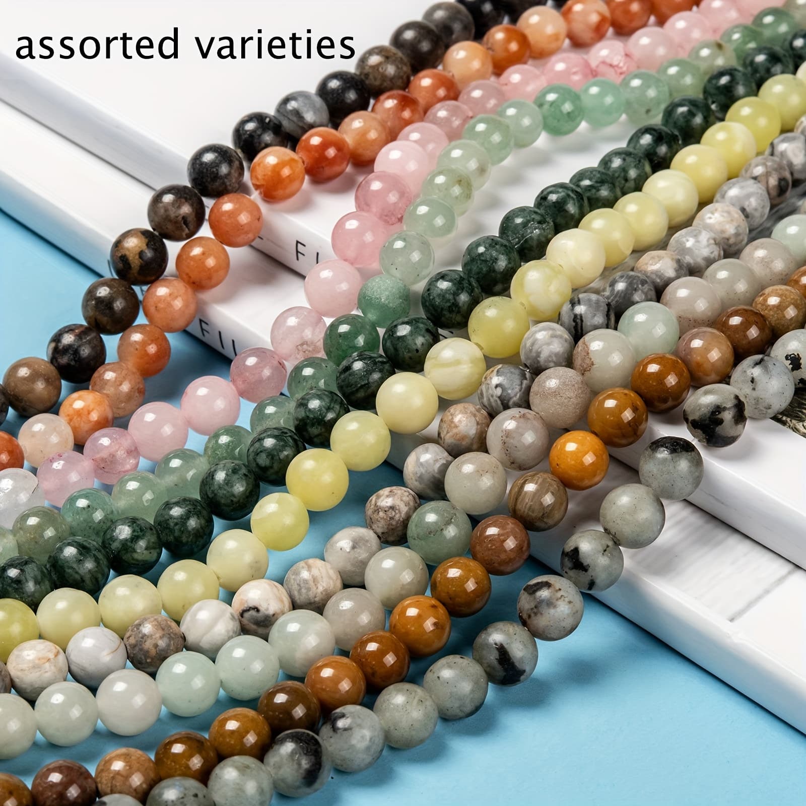 TEMU Random 10pcs 8mm 48pcs/piece Natural Stone Beads Of Different Colors Beads For Jewelry Necklaces Handmade Bracelets
