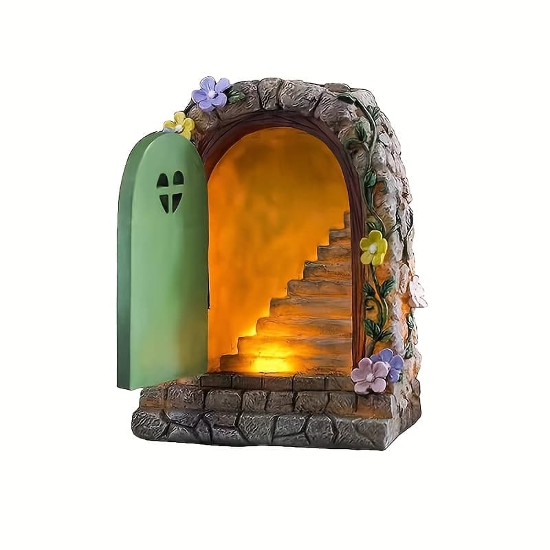 TEMU 1pc 5.9inch Resin Miniature Fairy Door Statue, Home Decoration For Walls, Trees, And Home Decor, Halloween And Christmas Decorations