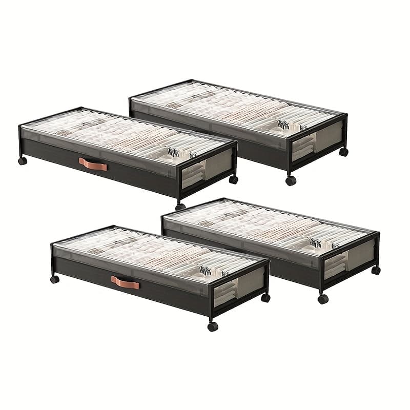 TEMU Large Under Bed Storage With Wheels, Under Bed Storage Containers With Clear Window&label, Rolling Under Bed Storage Metal Drawer For Clothes, Shoes, Blankets, Books, Under-bed Storage