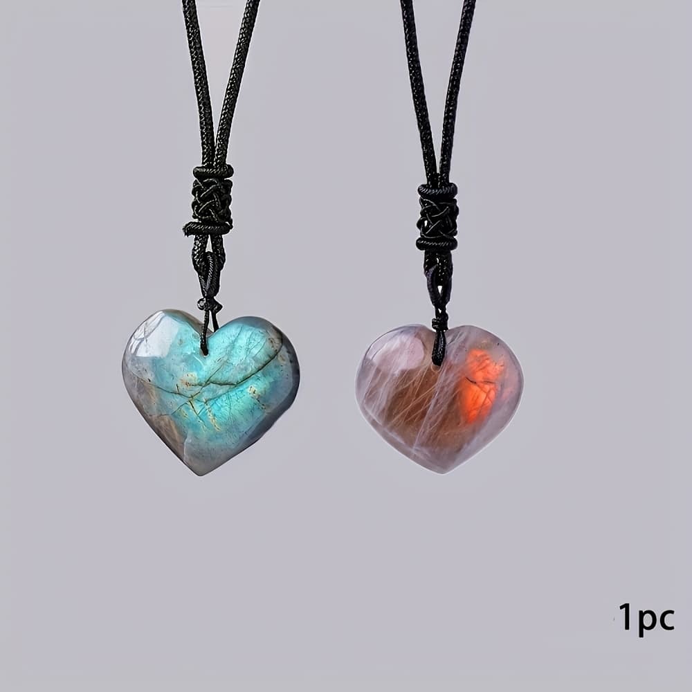 TEMU 1pc -shaped Labradorite Pendant Necklace, Perfect For Moonlight-themed Jewelry Gifts For Valentine's Day