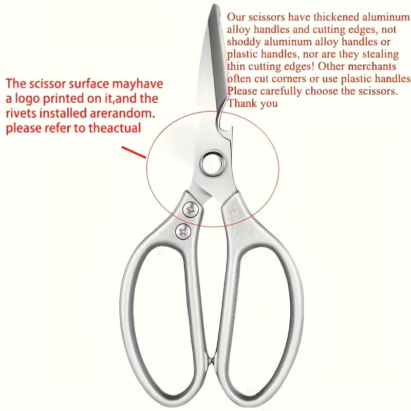 TEMU Stainless Steel Kitchen Scissors, Chicken Bone Scissors, Industrial Scissors, Multifunctional Outdoor Meat Scissors, Suitable For Home, Dining, Trimming, Gardening, Kitchen Supplies