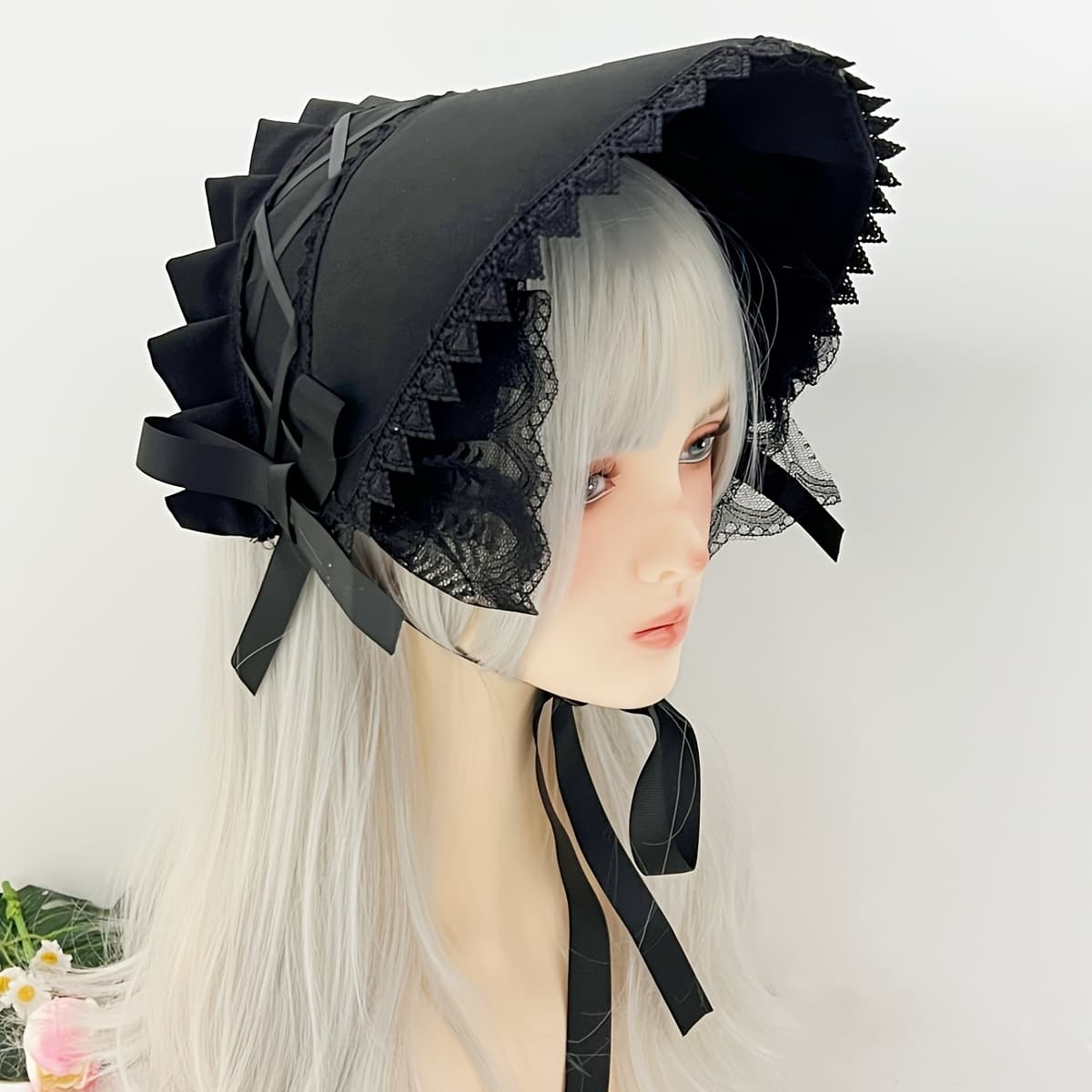 TEMU Bnt Lace Trim Bow Accessory Handmade Lofferde Bonnet