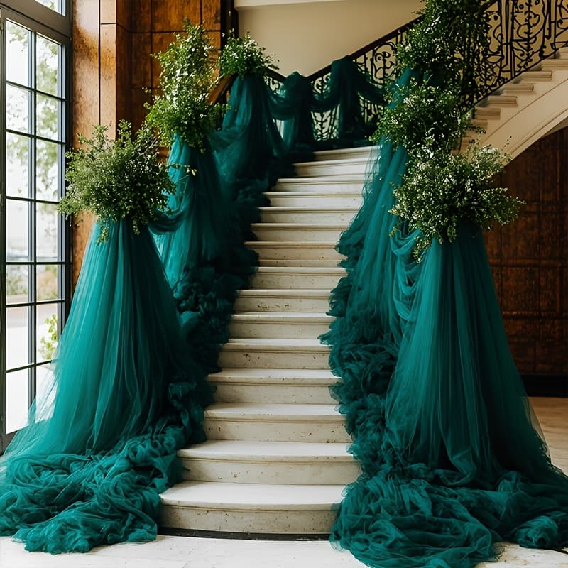 TEMU Wedding Arch Tulle Decoration, Transparent Wedding Arch Decor, Party Table Runner, Ceiling Backdrop For Ceremonies And , Indoor/outdoor Use, Polyester Material, , Wedding Decoration, Trimming