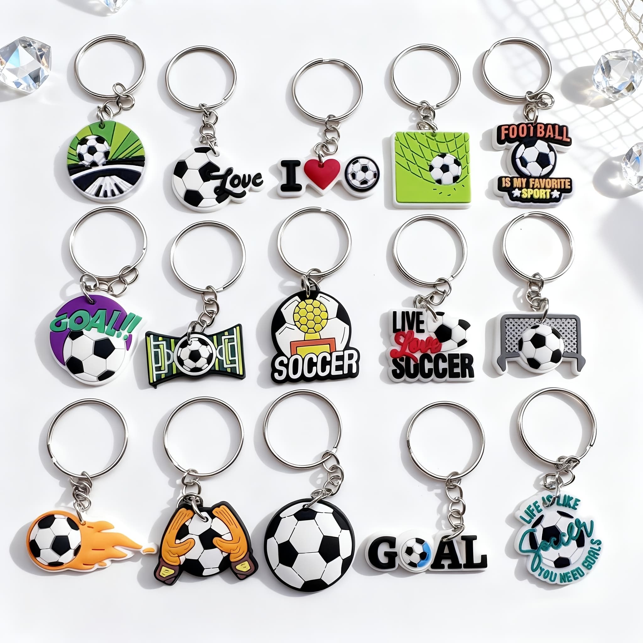 TEMU 15pcs Soccer Sports Keychain, Competitive Decoration Diy Gift For
