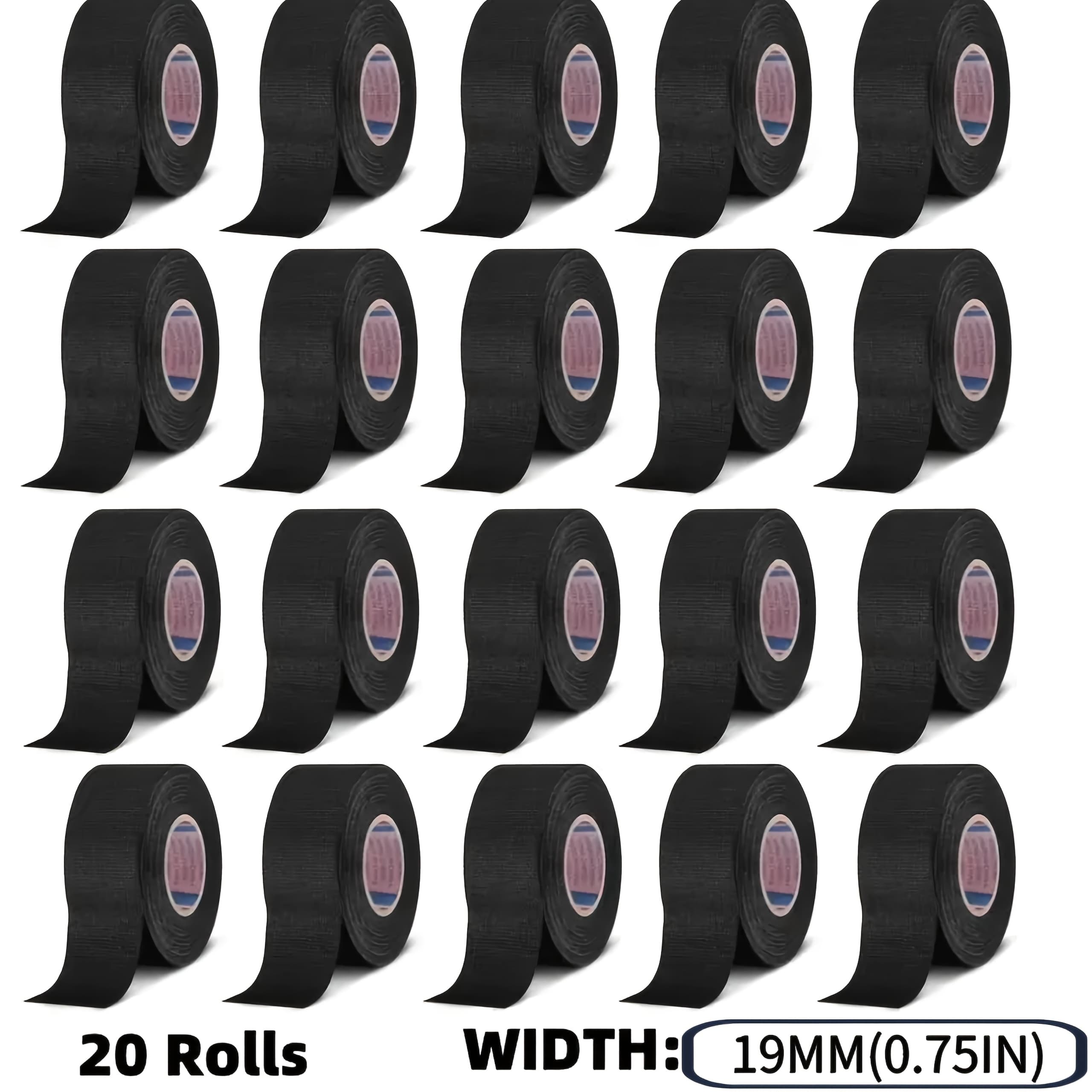 TEMU 20pcs Of Cloth Electrical Tape For Wire Harnesses, Suitable For Automotive Use, Designed To Provide Heat Resistance And Insulation For Cable Protection And Securing Wiring (20 Rolls, 19mm)