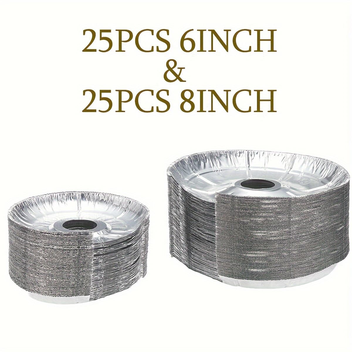 TEMU Burner Covers For Electric Stove (60 Pack) | Disposable Aluminum Stove Burner Liners | Round Foil 30pcs 6 Inch And 30pcs 8 Inch Burner Bibs Keep Electric Range Stove Clean From Oil And Food