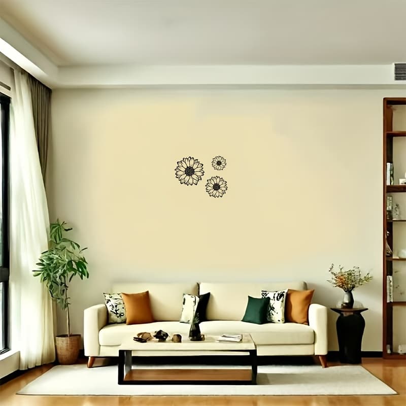 TEMU 3pcs Metal Sunflower Wall Art, Decoration, Outdoor Fence Hanging, Room Bedroom Patio Porch Decoration, No Power Needed