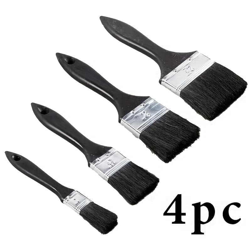 TEMU 4-pack Flat Paint Brushes-for Latex, Stain&all Paints-&outdoor Projects-durable Plastic Handle, Easy Clean-boar/synthetic Bristles--home&industrial Use