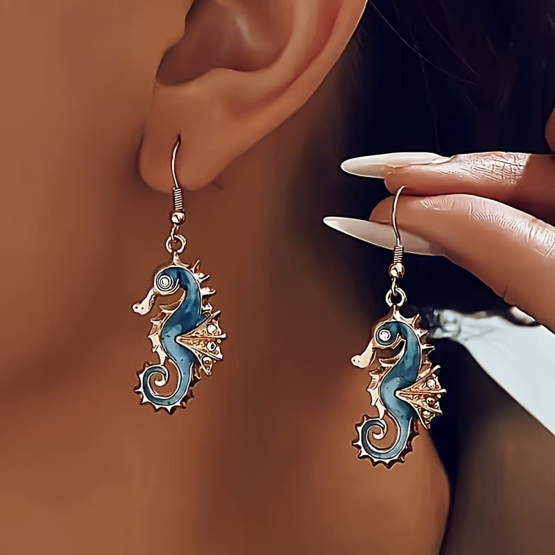TEMU A Pair Of Summer Ocean Drop Earrings Featuring Oil-painted , Perfect For Women's Everyday And Holiday Wear.