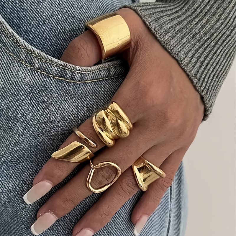 TEMU 28 Vintage Style Easy Stacking Rings For Women, Featuring Irregular Geometric Designs, Multi-layered Stacking, Ideal Jewelry For Everyday Use