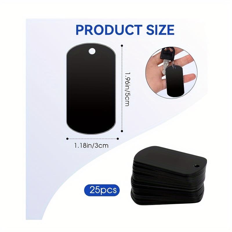 TEMU 25pcs Metal Stamping Blanks Black Metal Tags For Stamping, Engraving Blanks Aluminum Stamping Blanks Keychain Blank Dog Tag Blank Signs For Engraving