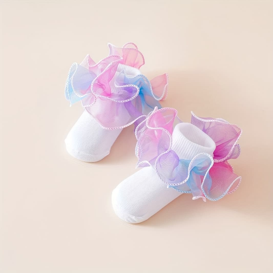 TEMU A Pair Of Socks For Girls Featuring Large Floral Lace, Designed For Princess Dance.
