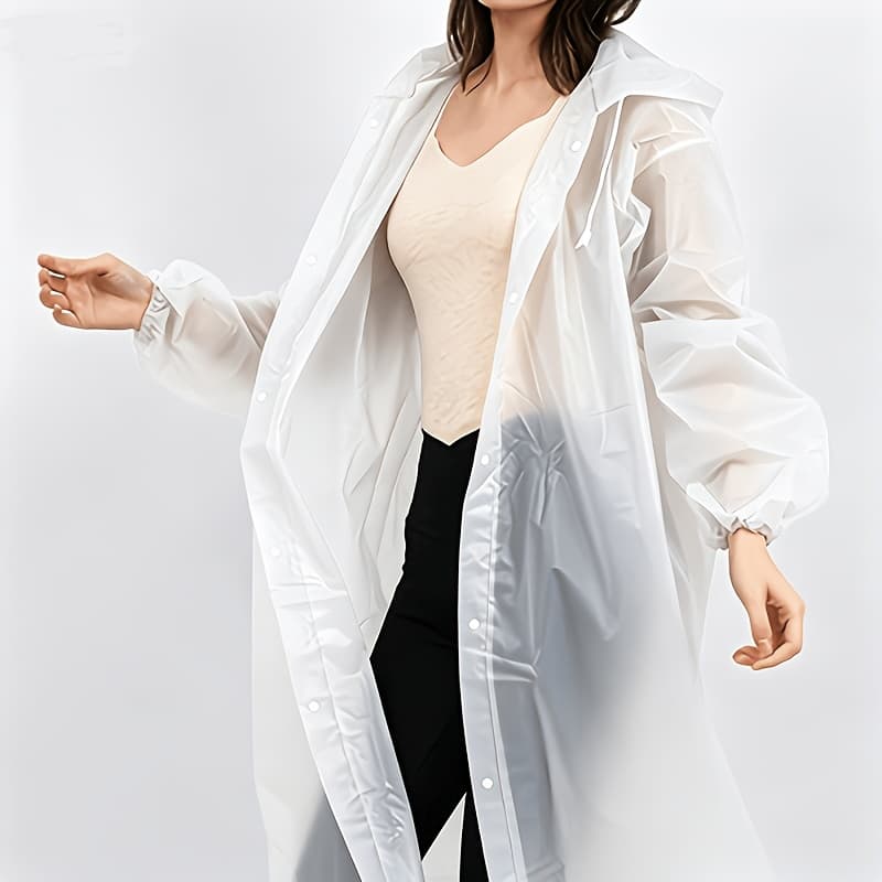 TEMU 1pc Windproof High-quality Thickened -body Adult Raincoat - Hooded Sport Style With Front | Essential Item