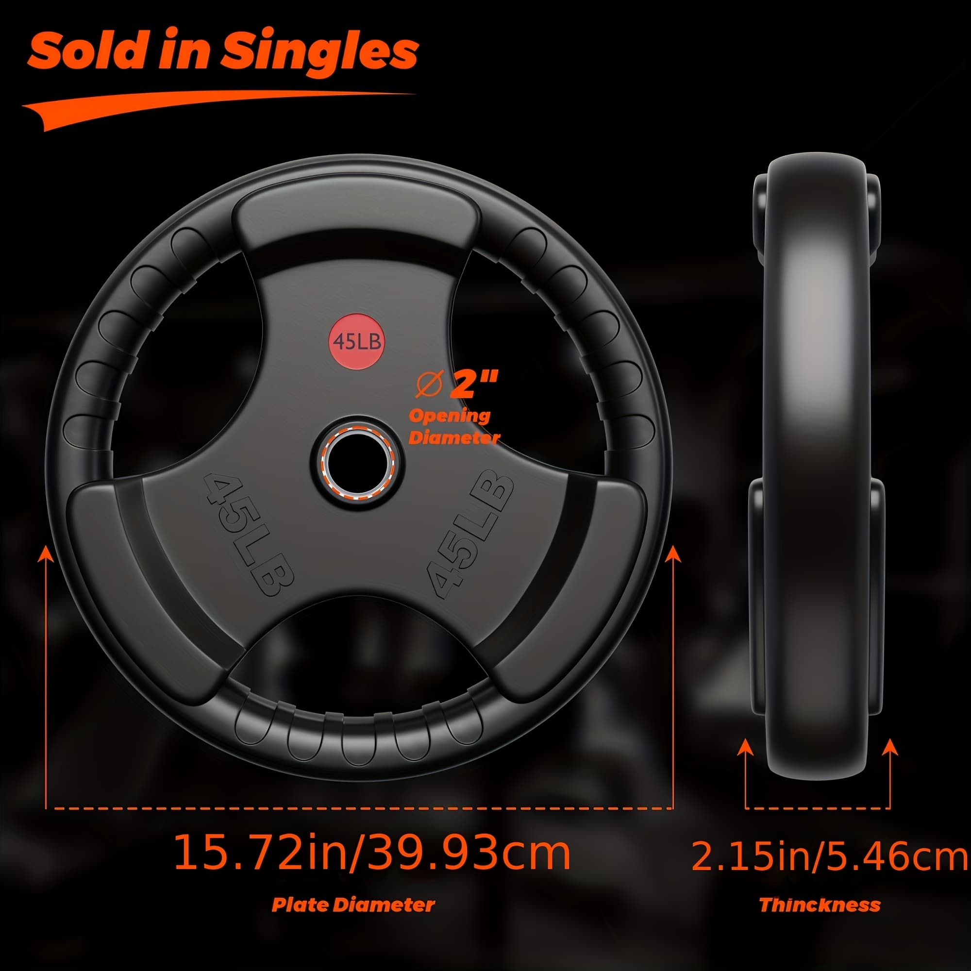 TEMU 2-inch Weight Plates, Rubber Bumper, With Solid & Ergonomic Grip, Weight Plates, For Strength Training And Weight Lifting, Multiple Options