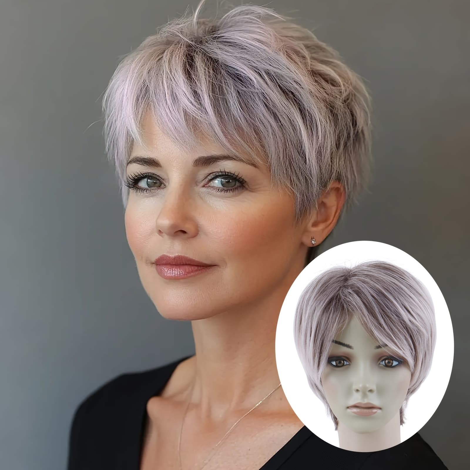TEMU Women' -looking Cut Wig With Bangs - Short Layered Synthetic Hair Wigs Suitable For Women, Wear For Busy Lives, No Maintenance Required, Fluffy Texture & (no Coating)