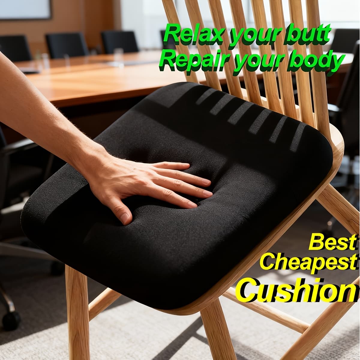 TEMU 1/2pcs Ergonomic Seat Cushion, Suitable For Office Chairs And Car Seats, Soft And Breathable Cover. Lightweight And Portable Design, Pressure From Prolonged Sitting, Chair Needs One.
