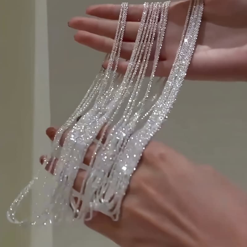 TEMU Shiny Male And Female Minimalist Chain Necklace Clavicle Chain Wedding Party Decoration High-end Jewelry Gift