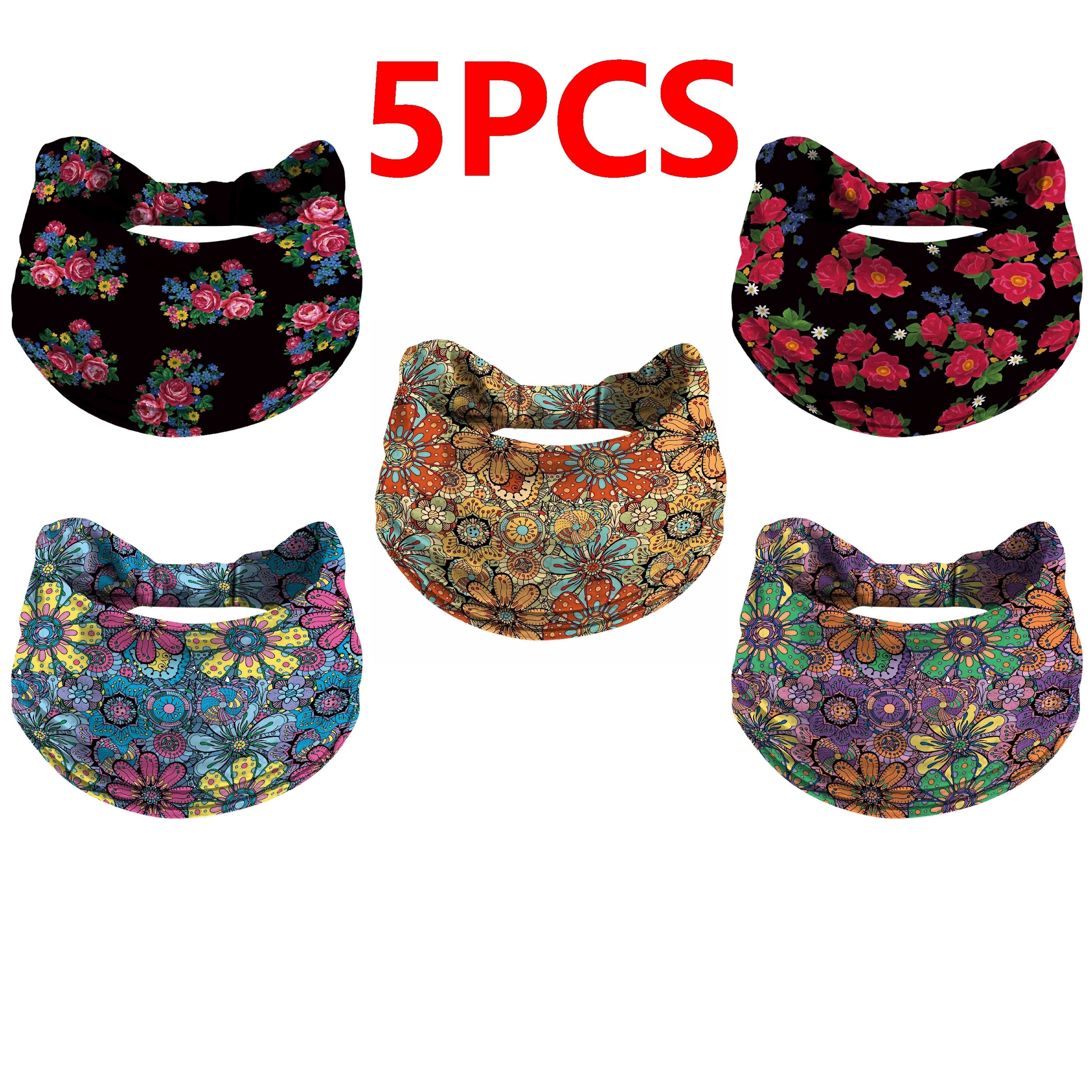 TEMU 5pcs Colored Flowers, Bohemian Ethnic Style Headband, Soft And Comfortable, Suitable For Yoga, Fitness And Daily Wear As A Sweat-absorbing Band
