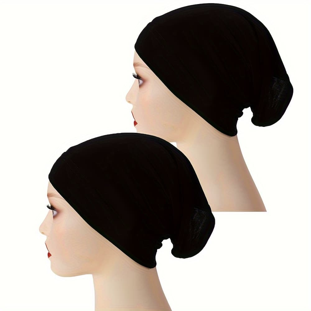 TEMU 2pcs/set Women' Color Headscarf Hats, Stretchy Jersey Hijab Tube Inner Caps, Headscarves For Ramadan