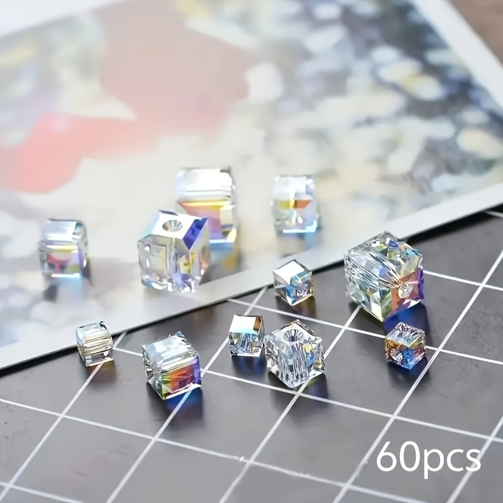 TEMU 60pcs 6mm Glass Charms - & White Transparent Beads For Making, Elegant Necklace And Bracelet Craft Supplies