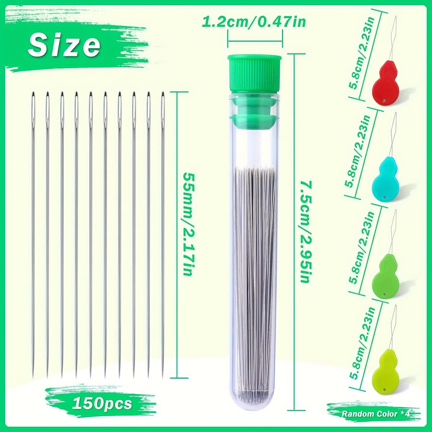 TEMU 150pcs Straight Beading Needles, Size 10 (0.45mm) Seed Beads Needles With Needle Bottle, Needle Threaders, Beading Needles For Jewelry Making (some Additions Come In Random Colors)