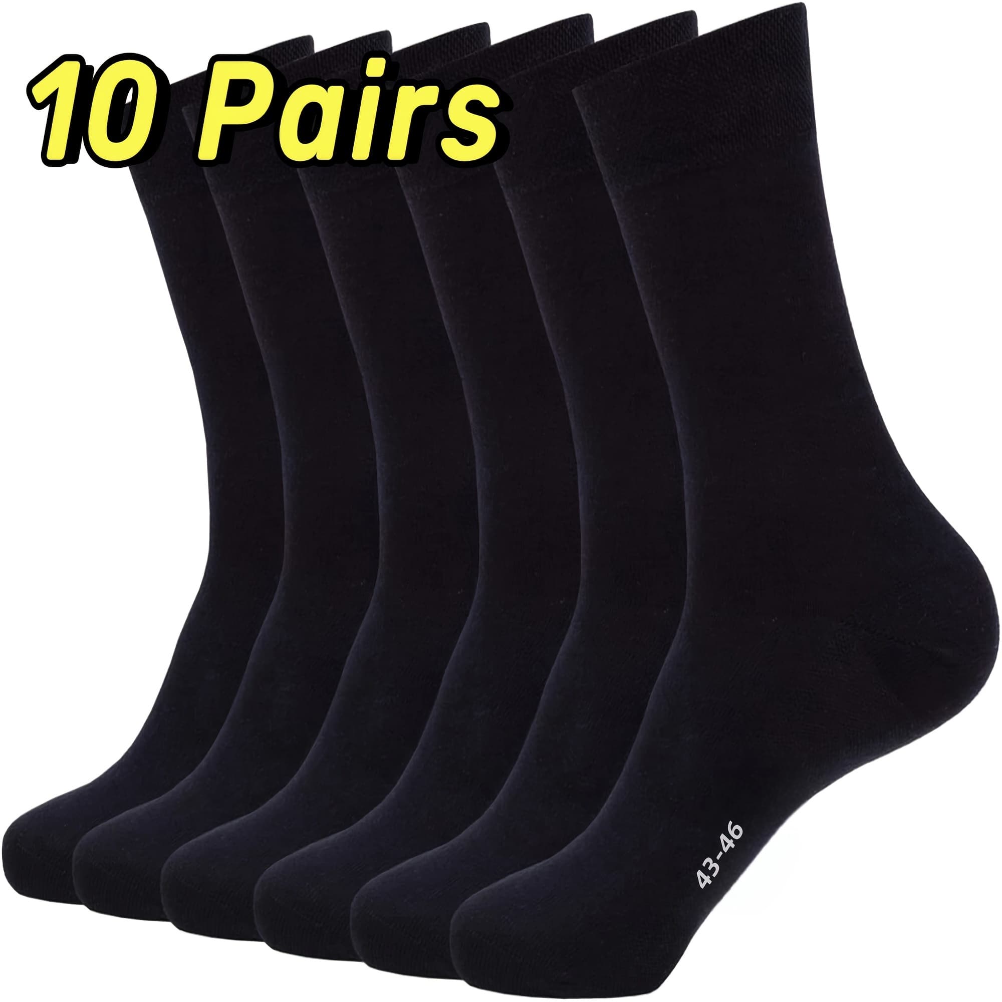 TEMU 10 Pairs Dress Socks Compatible For Eu 43-46 & 9-11 - Thin Lightweight Breathable Office Business Casual Crew Socks, Solid Color (/) - Professional & Casual Attire, Comfortable Socks