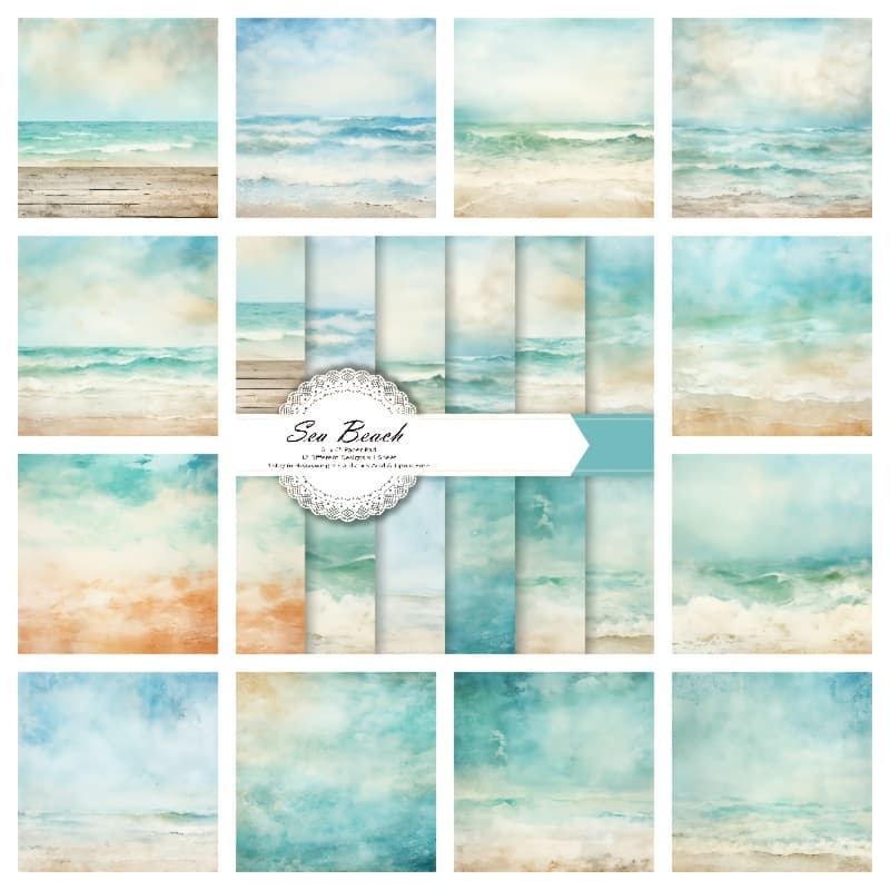 TEMU 12 Sheets 6"x6" Paper, Light Lake Beach Material Paper Colorful Decorative Gift Scrapbooking Supplies Kit Aesthetic Decorative Gift Wrapping Album Paper Craft Supplies, Background Paper Pad