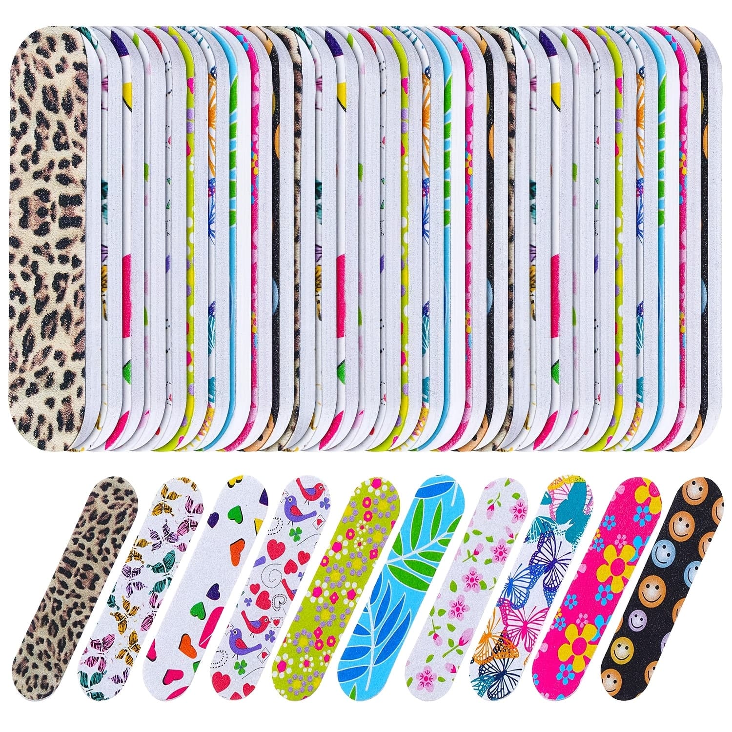 TEMU 150pcs Disposable Nail Files Bulk Double Sided Emery Nail Files Colorful Nail Files For Use (floral Style)