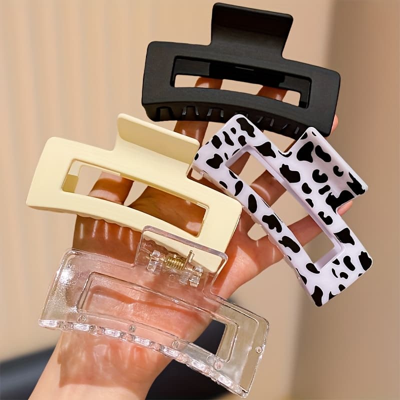 TEMU 4pcs Multi- Square Hair Claw Suitable As A Hair Accessory Gift For Cute, Suitable For