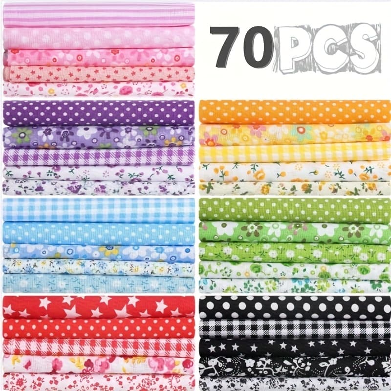 TEMU 50/70pcs Gift 100% Cotton Fabric Quilting For Sewing Quilting Squares Fabric Bundles Floral Printed Sewing Supplies For Quilting Diy (9.8*9.8 Inch)