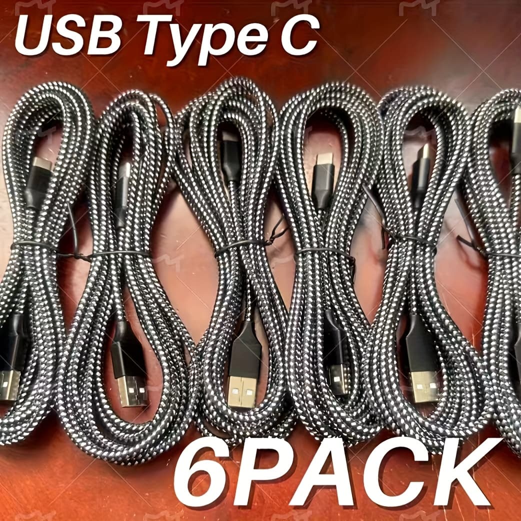 TEMU 6pcs 10ft Usbc Fast Charger Cable For Type C Charging Cable