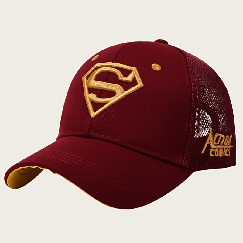 TEMU Wb Warner . Superman Baseball For Men & - Adjustable Duckbill Hat With Iconic Wb Emblem & Superman, Lightweight Mesh Suitable For Spring/summer, Casual Wear, Mardi Gras, Themed Parties