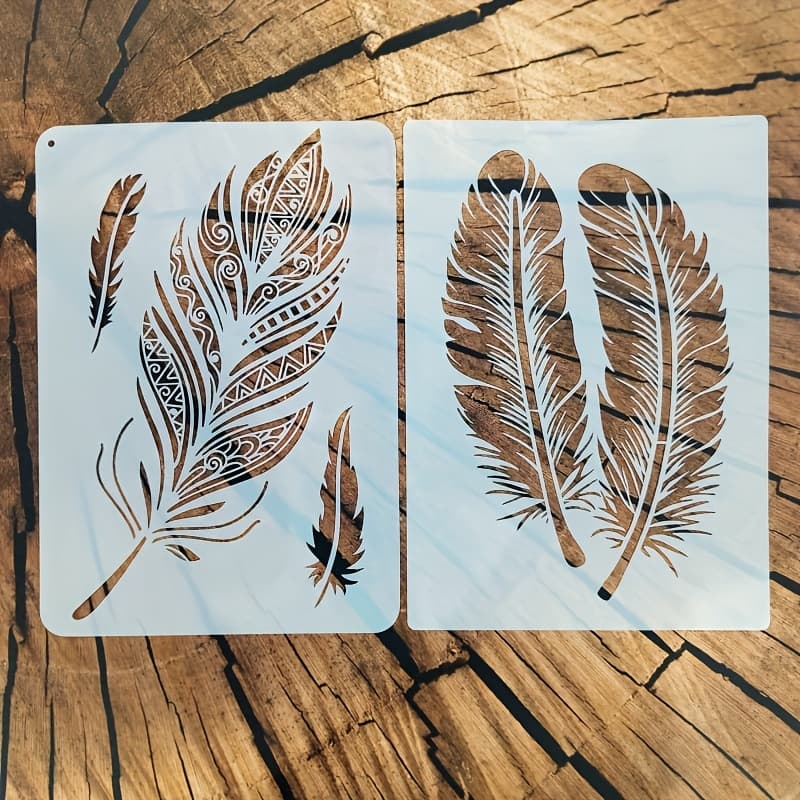 TEMU -patterned Hollow Printing Plates, Feather Painting Templates, Suitable For Textiles, Crafts, Clothing Bags, Furniture Wall , And Other Hollow Painting Templates