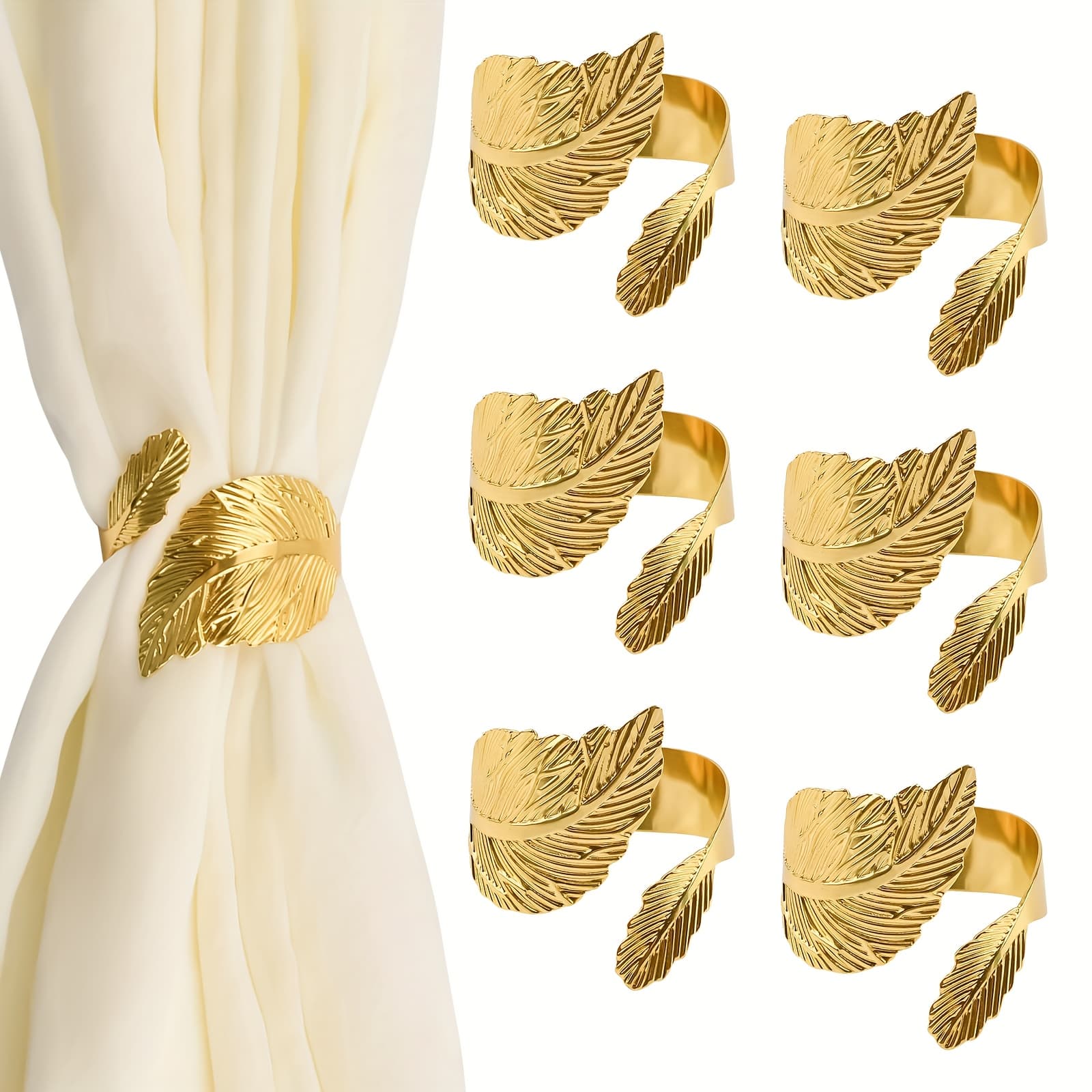 TEMU 6pcs Metal Decorative Curtain Tiebacks Creative Curtain Rope Buckles Spring Drape Holder Clips For Home Office (golden)