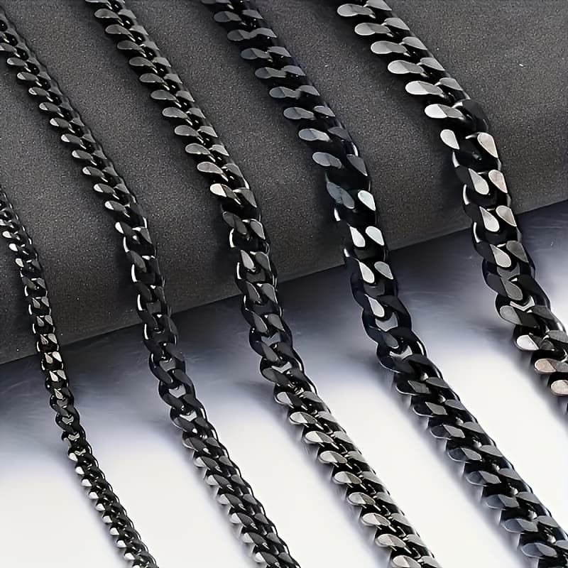 TEMU 1pc, Men's Necklace, Chain Width 3mm/5mm/7mm Hip Hop Style 316l 316l Stainless Steel Cuban Chain, Unisex Style Men And Women