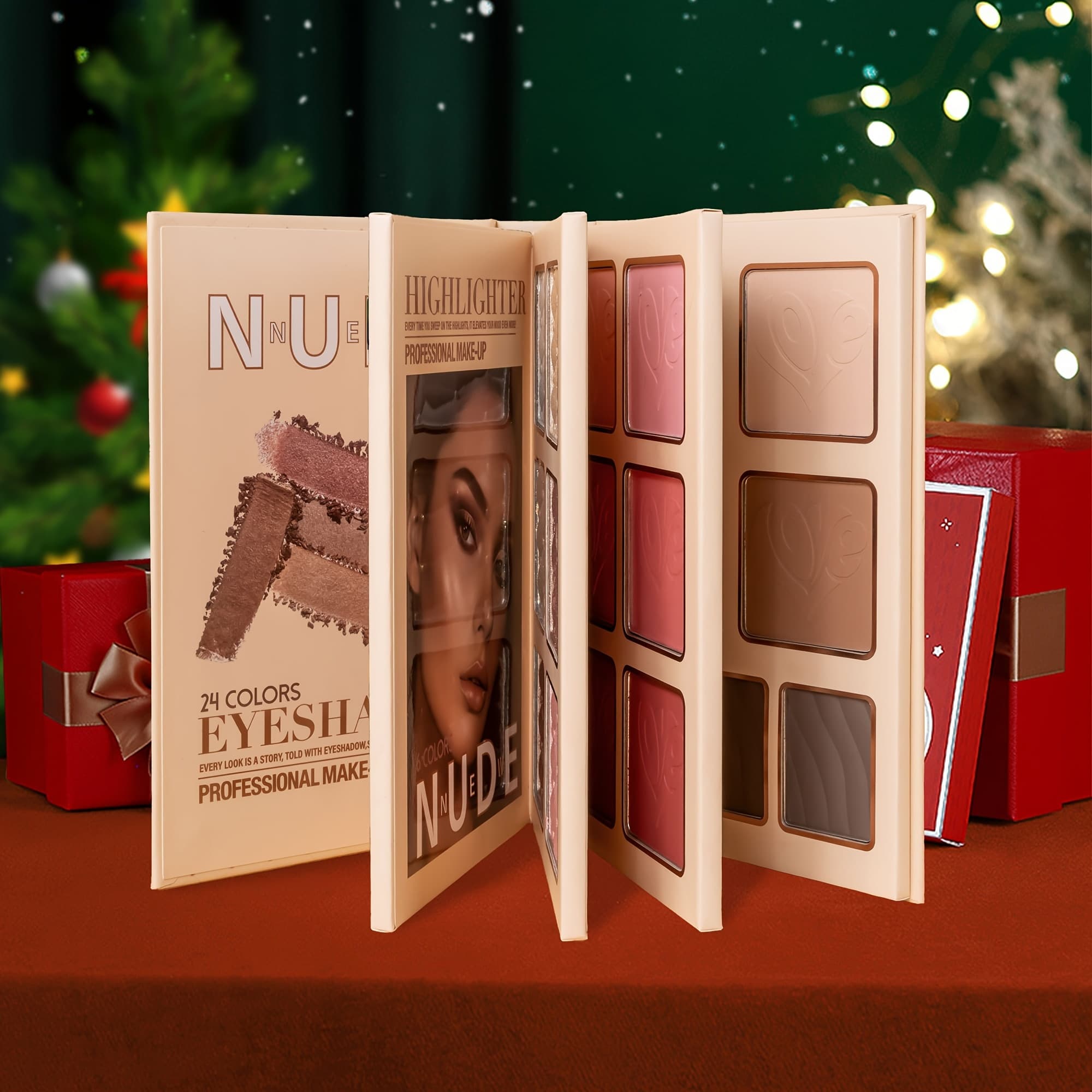 TEMU Book-style Makeup Palette, Multi-functional Large-capacity Makeup Book, Blush, Highlight, Lipstick And Contour Matte Makeup Palette, Valentine's Day Gifts , Wives And Lovers