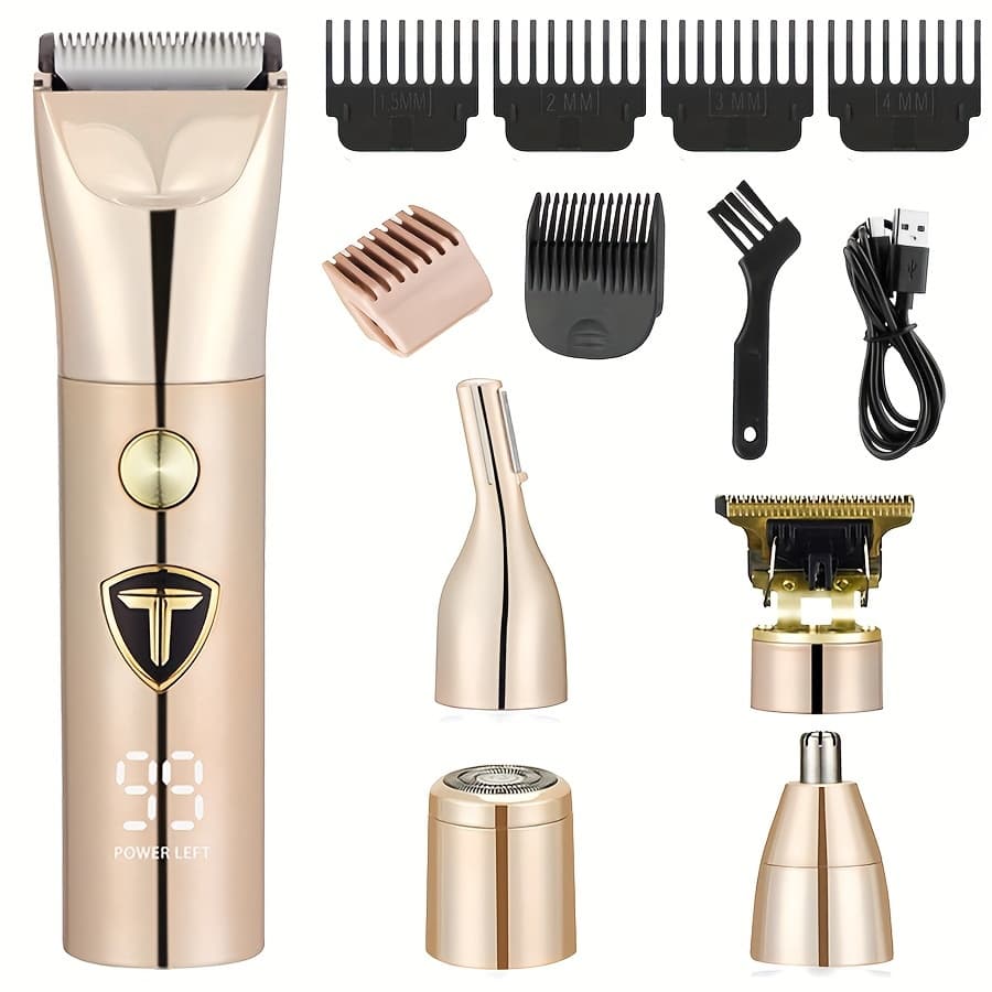 TEMU 5 In1 Professional Body Hair Trimmer, Groin&body Trimmer For Women, Replaceable Ceramic Blade Electric Shaver, With Shaver Blade, Hair Clipper, Nose Hair Trimmer And Eyebrow Trimming Knife