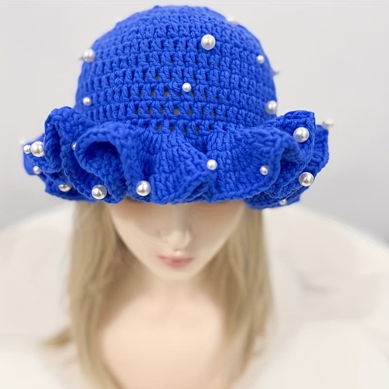 TEMU A Lady's Style, Crocheted Pleated Hat And Hat, Fashionable And Versatile Hat With A Pullover