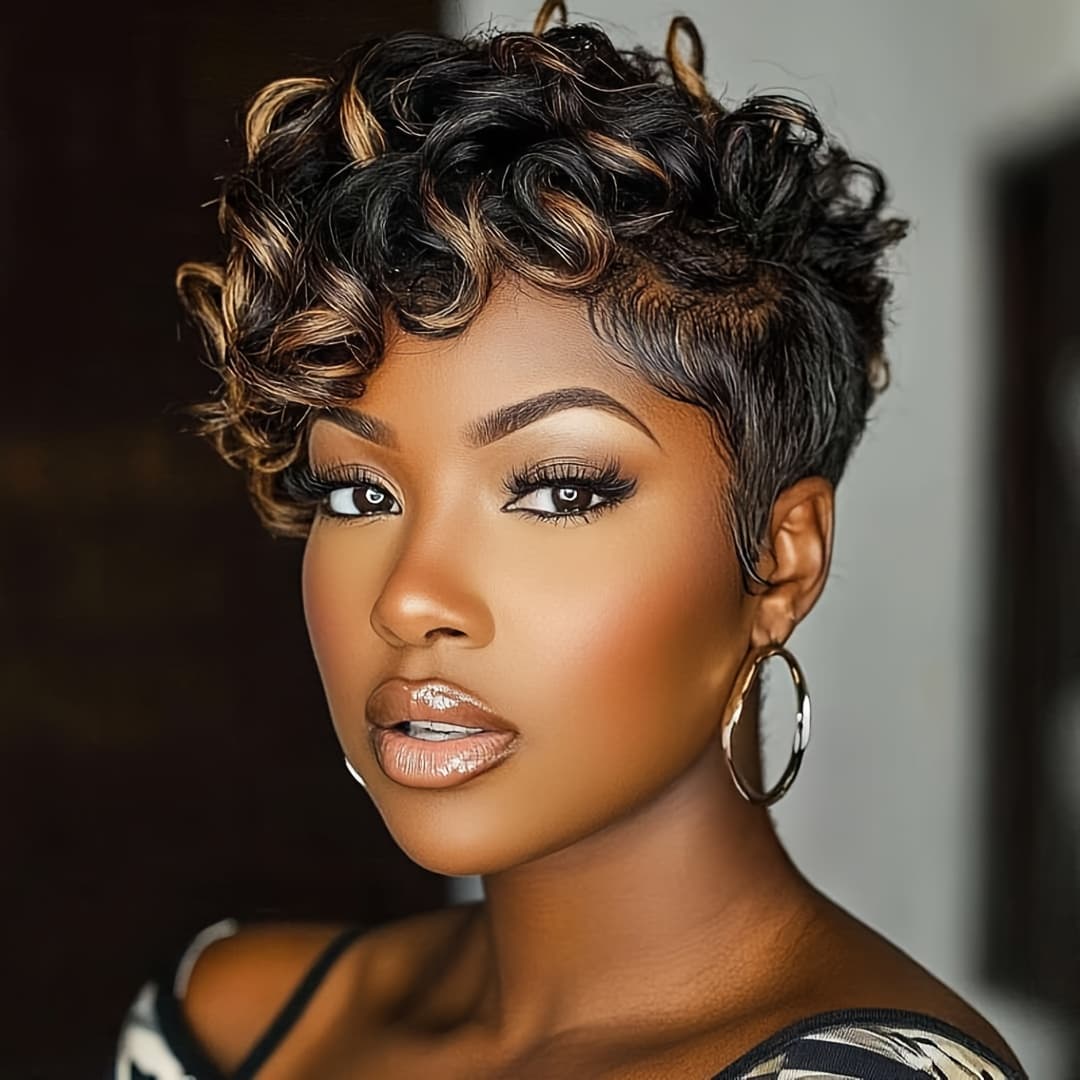 TEMU Short Curly Wig With Bangs - Looking Synthetic Curly Wigs Suitable For Women | Blonde & Black Hair Colors | Daily Use, Parties, Photoshoots | Short Haircut Wigs With Volume & Scalp Coverage