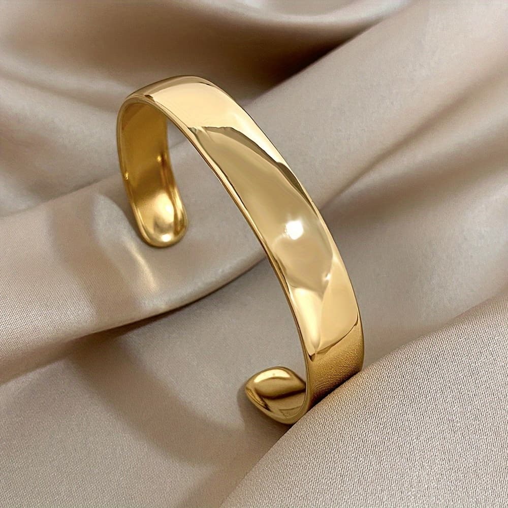 TEMU Simple Open Adjustable Bangle Bangle Bangle Bracelet, Stainless Steel Smooth Curved Bangle Bangle Bangle Bracelet - Stylish Stackable Jewelry Cuff For Women Men