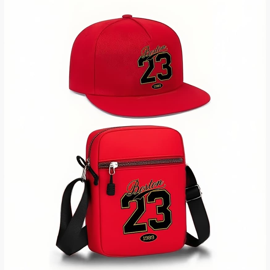 TEMU 2pcs Set: Boston 23 Print Unisex Curved Brim Hip-hop Baseball And Crossbody Bag, Street Fashion Outdoor Sports And Bag, Adjustable, Gift For Yourself Or