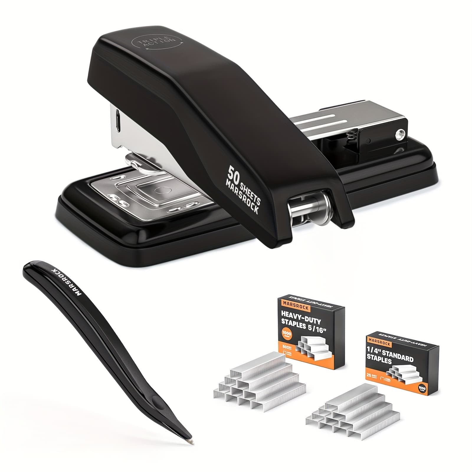 TEMU Desktop Stapler, Swivel Stapler, 50 Sheet Capacity, 2000 And Staple Remover, Rotatable Heavy Duty Staplers For Office, Home, Classroom, Booklet, Book Binding, Black