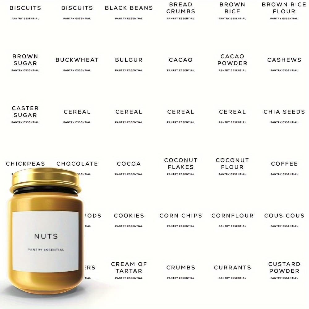 TEMU 144pcs/set, Gifts For , Minimalist Style, Kitchen Season Bottle Or Jar Lables, Waterproof Removable, Pantry Kitchen Ware Stickers, 2"x2" (5x5cm)