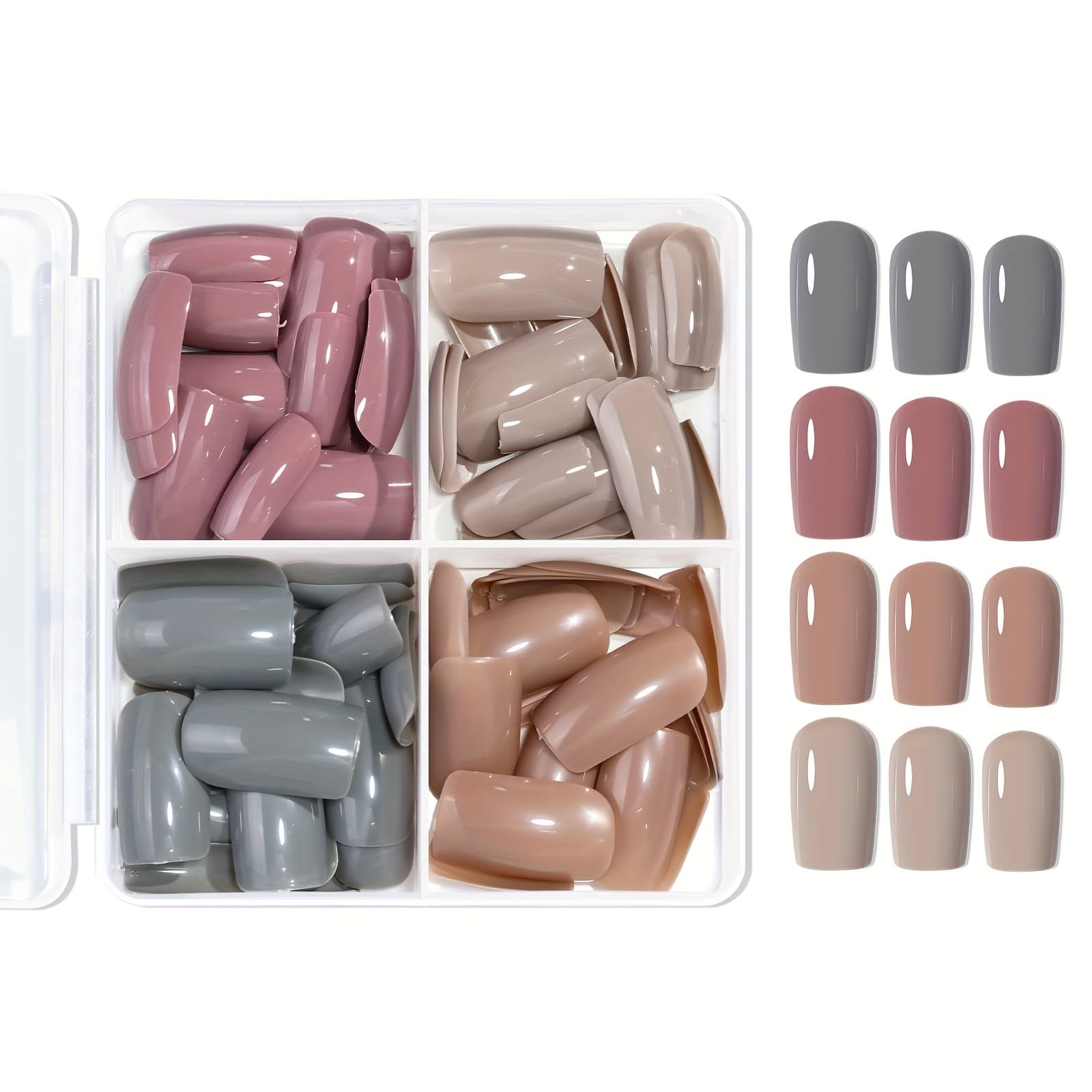TEMU 96pcs Glossy Nude Square Nail Tips Handmade Special Wearable Nail Finished Removable False Nail Stickers