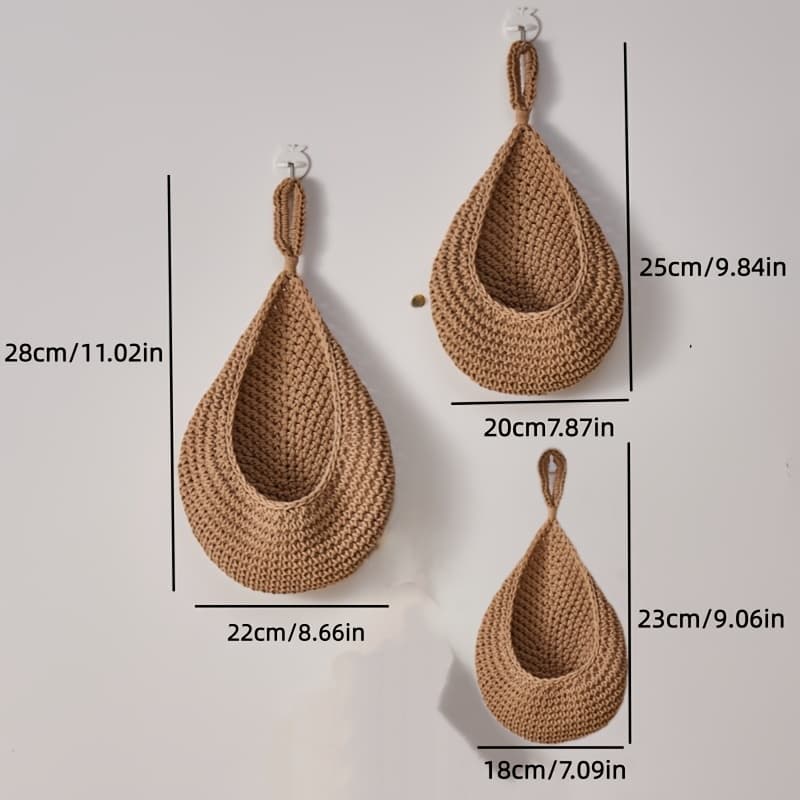 TEMU 3pcs Set Wall Hanging Basket, Bohemian Style, For Storing Small Items, Household Wall-mounted Storage Basket, Wall Decoration Woven Basket, Room Decoration, Shelf Baskets