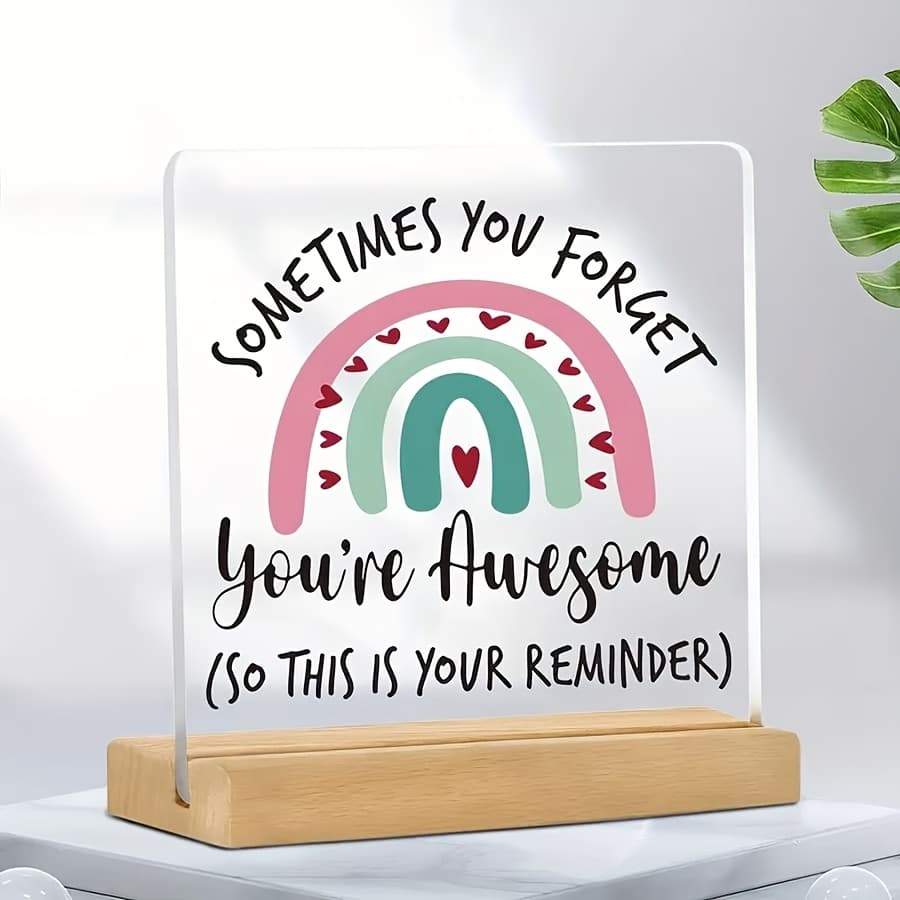 TEMU [2d Flat] [2d Flat] Motivational Acrylic Desk Plaque: Ideal For , Thanksgiving, Christmas, Or Any Event - , For Social Workers And Women