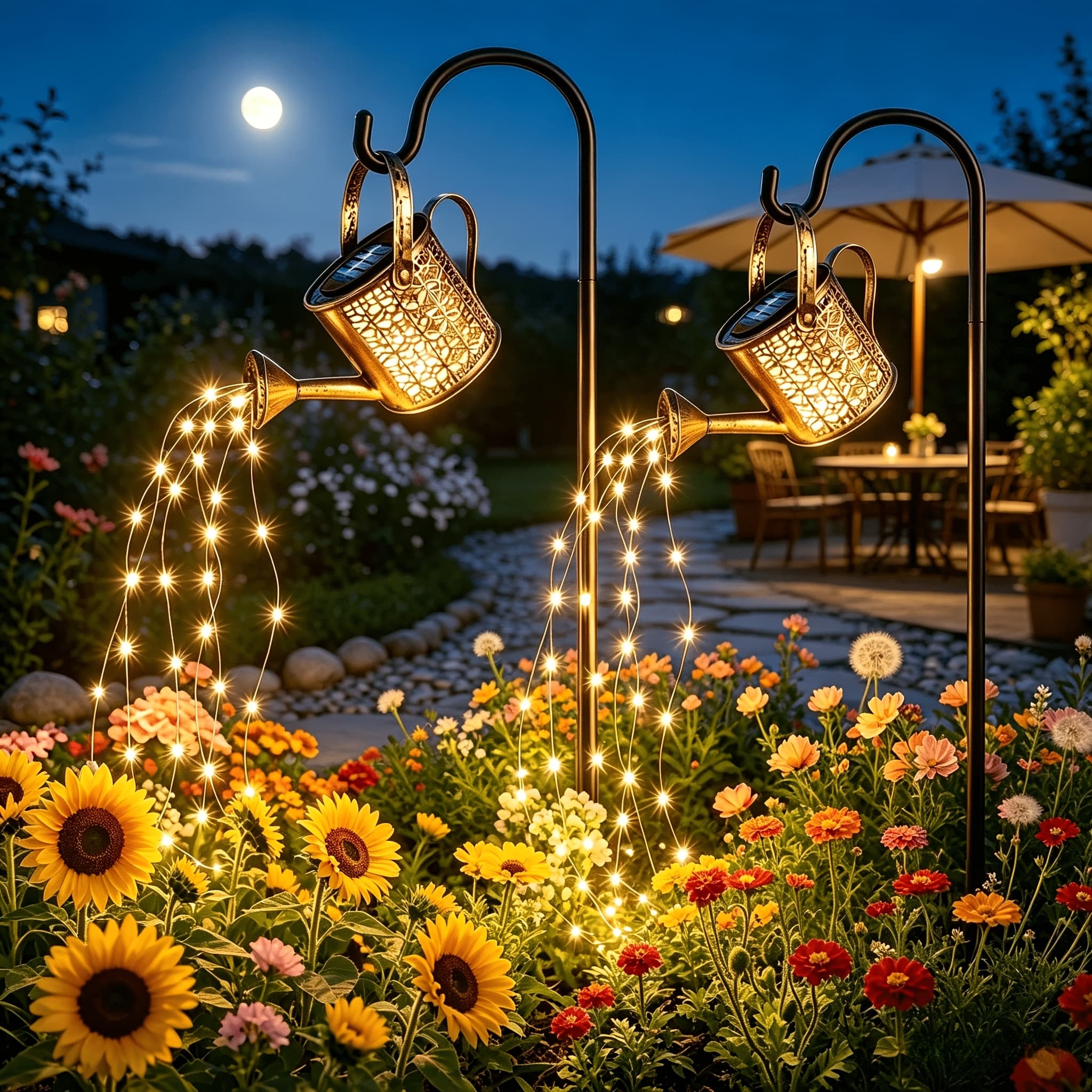 TEMU 2/1 Pack Solar Garden Lights Decoration, Small Hanging Watering Can Lights, Pathway Stake Light With 2 , Lighted Garden Decor, Gardening Gift For Father's Day Gifts Grandfa
