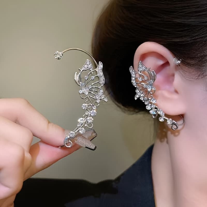 TEMU 2pcs Ear Clip Animal Climbing Earrings, Shiny Ear Clip, For Perforated Clip Earrings, Suitable For Party Additions, Beach For Party , , Valentine's Day, Wedding Anniversaries, Birthday Gifts