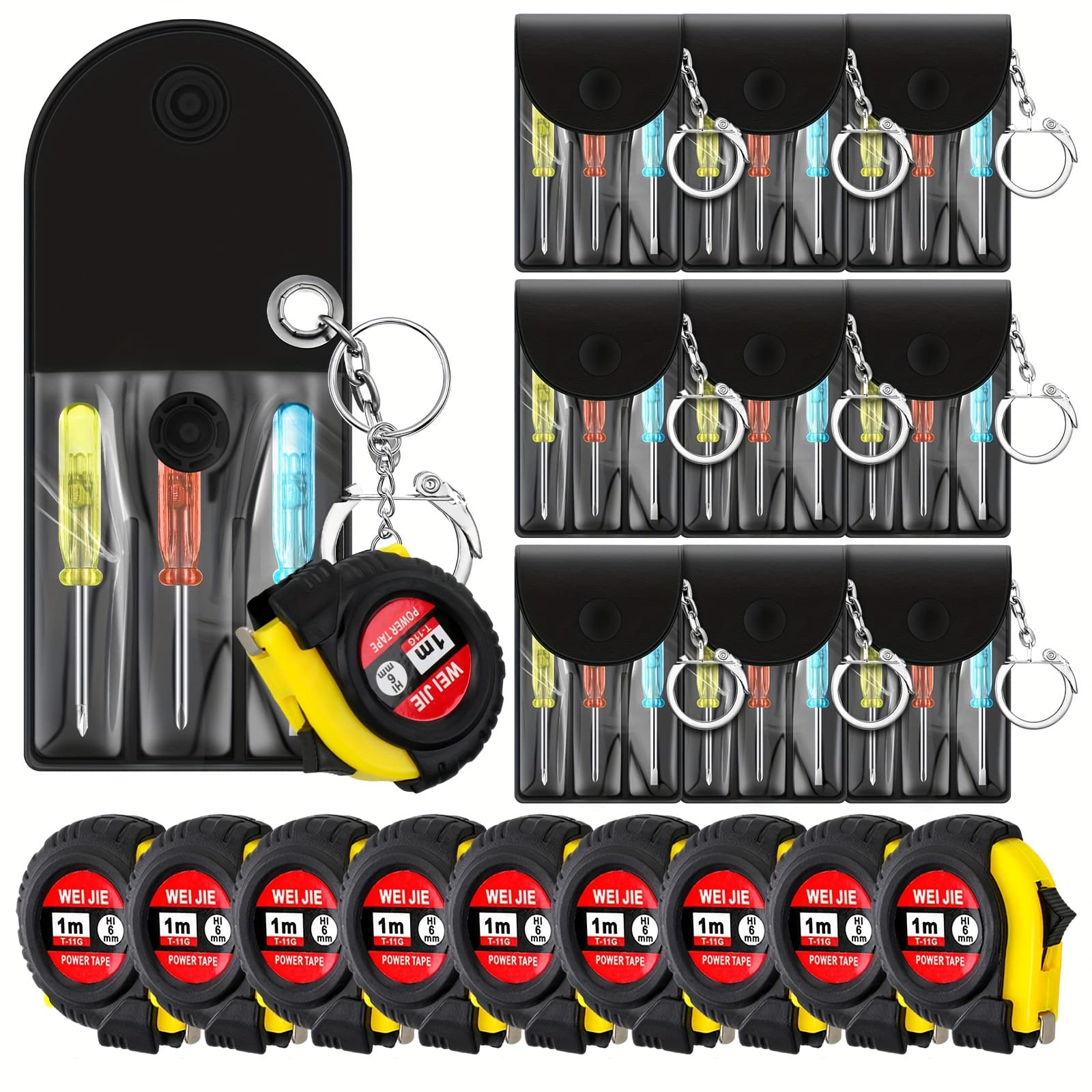 TEMU Party Favor Packs 18pcs Mini Tape Measure Keychain Bulk Mini Screwdriver Keychain Set For Adult Men Party Favors Tool Fathers Gifts