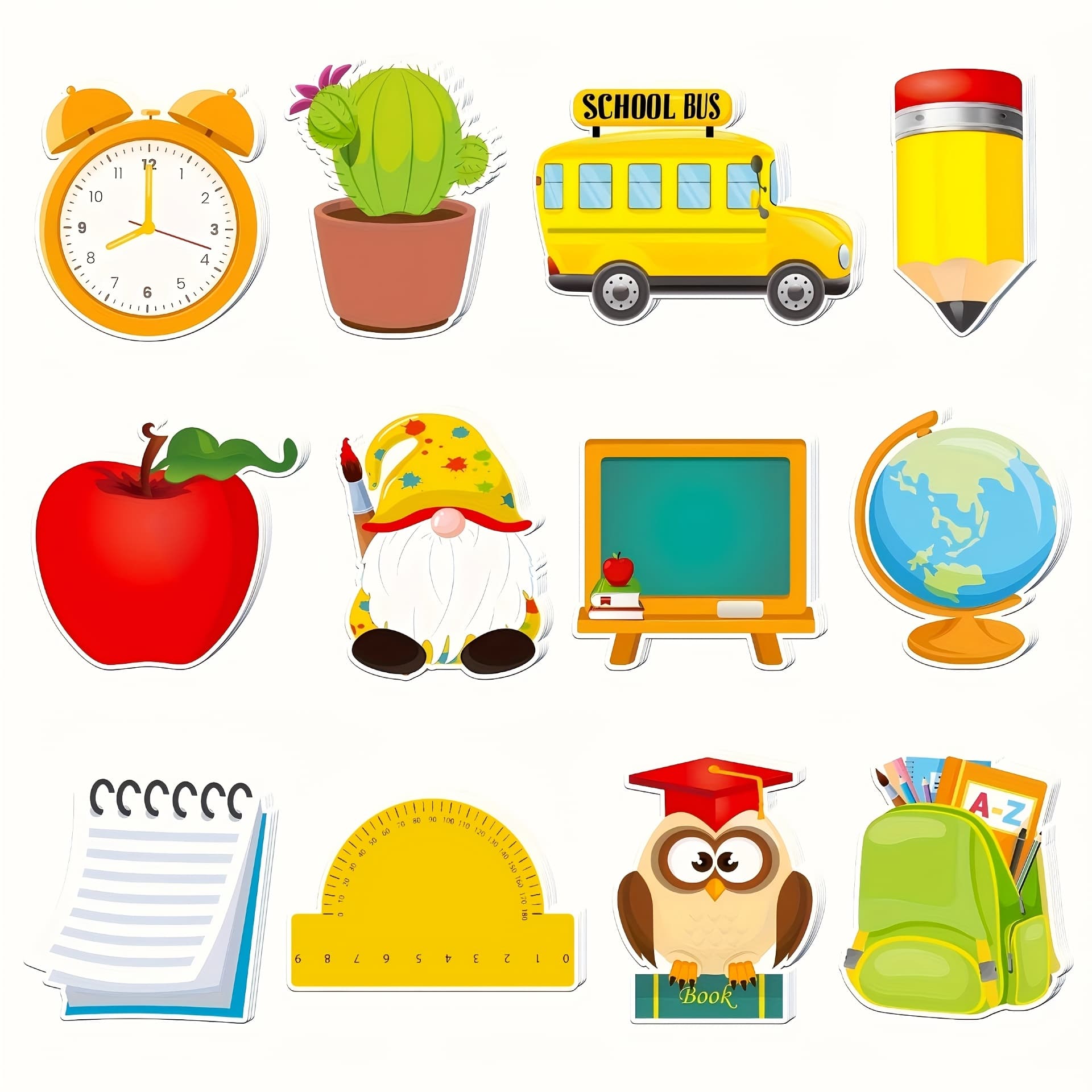 TEMU 240pcs Vibrant Self-adhesive Sticky Notes | Back To School Memo Pads With School Bus, Clock, | Ideal For Classroom Decor And Birthday Party Favors, Cute School Supplies